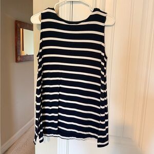 J Jill Striped Sleeveless Tunic - Navy & White